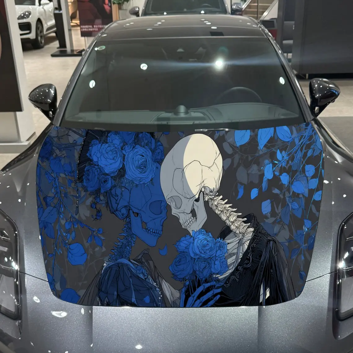 Picture 5: Magical Blue Skeleton Couple Car Cover Sticker, Auto Hood Decal, Car Exterior Scratch Resistant Decal, Trendy Gift for Car Lover