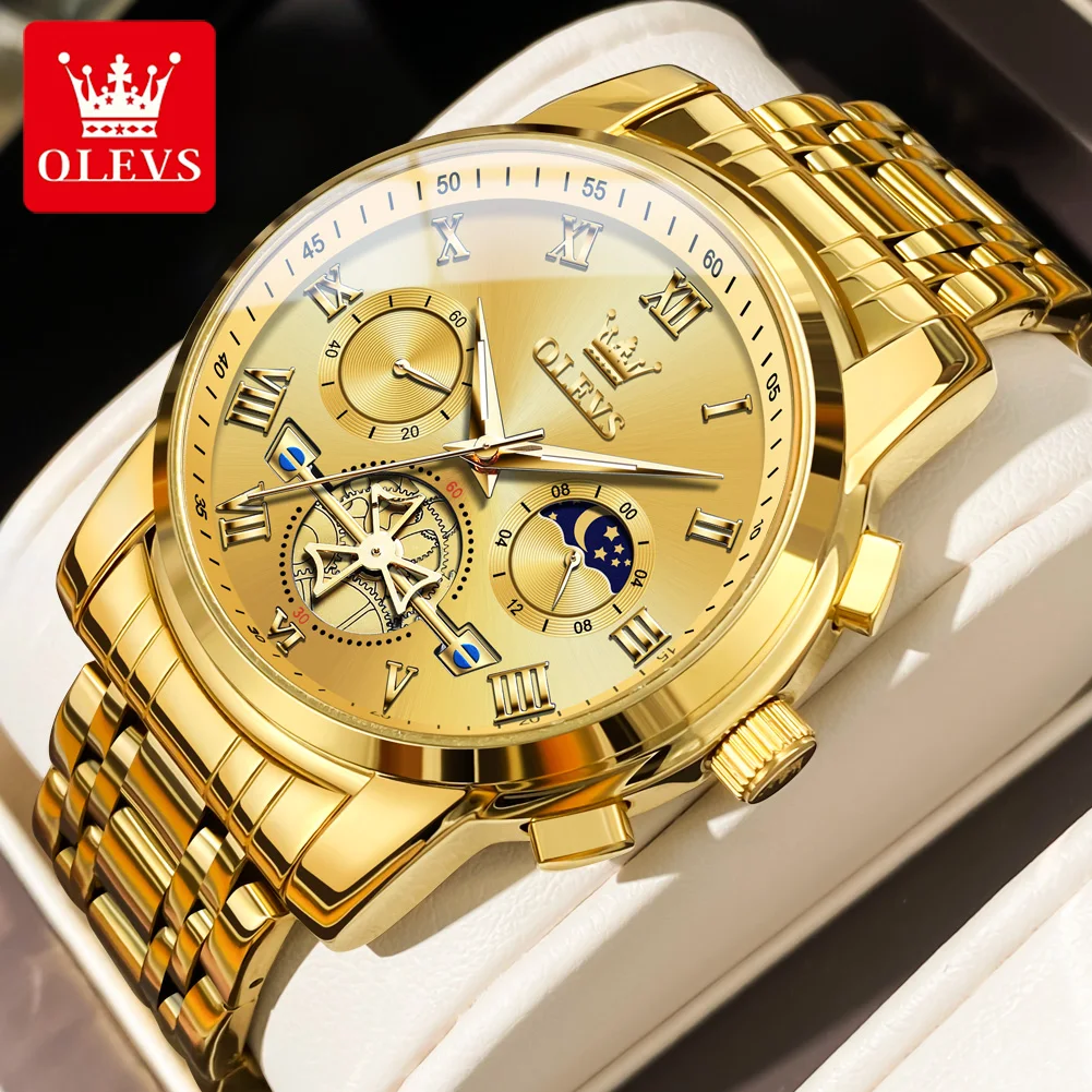 

OLEVS 2859, мужские часы, модные деловые классические римские весы, многофункциональные водонепроницаемые кварцевые мужские часы со светящимся циферблатом