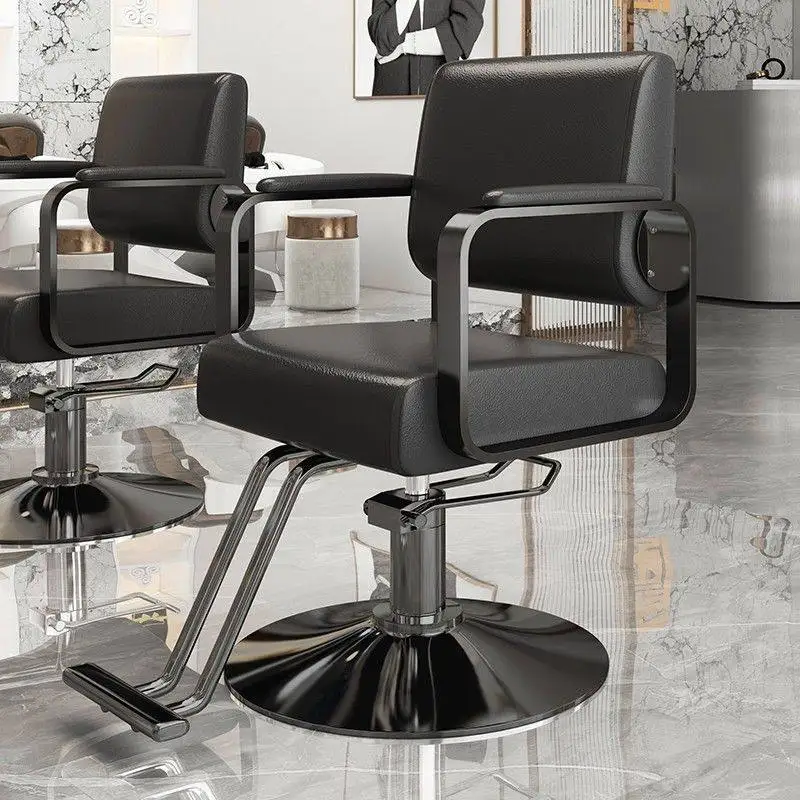 Sillón de Barbería de Lujo para Hombre, Silla Giratoria Profesional con Reposapiés, Sillón de Barbería Moderno y Clásico, Muebles de Barbería