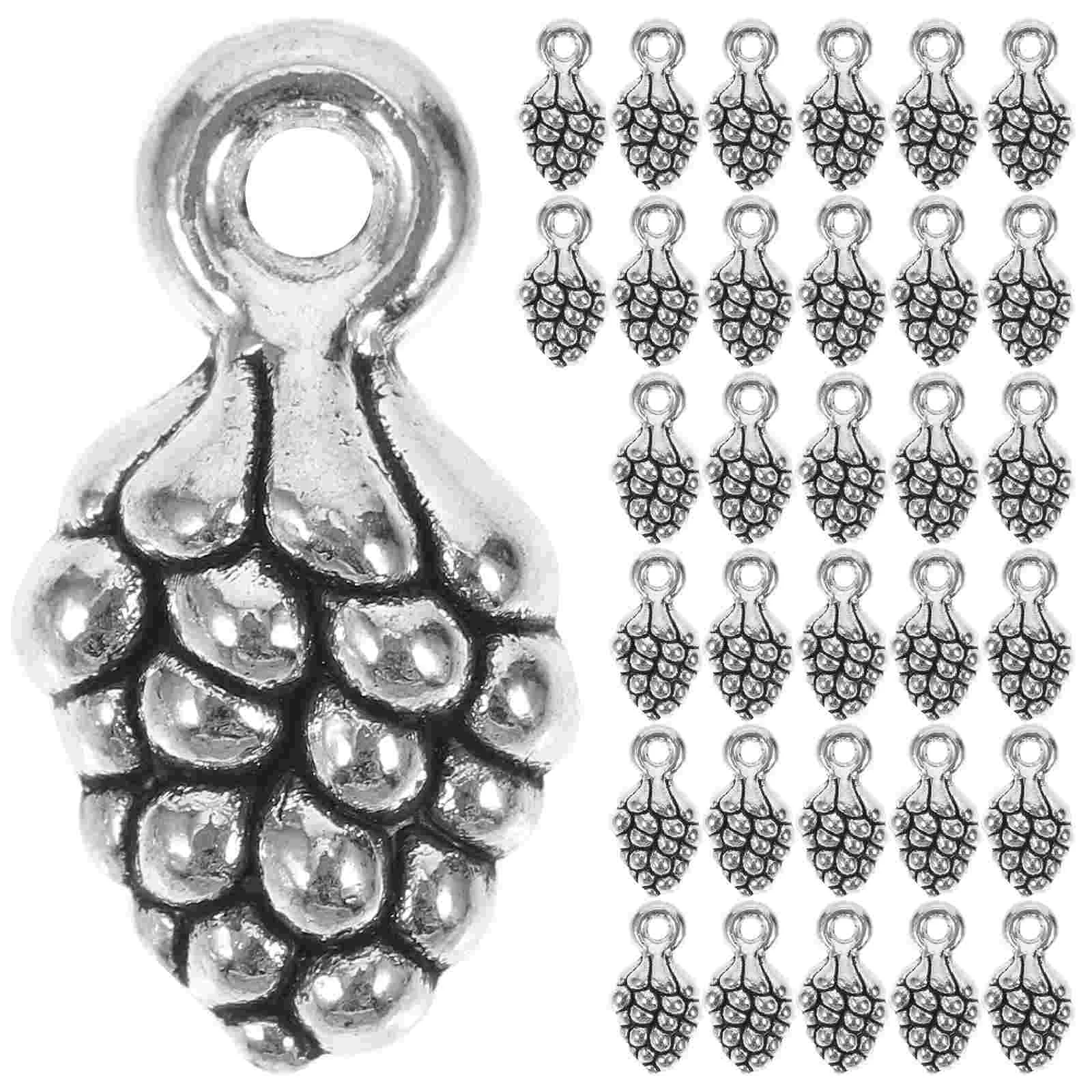 Dyed Faux Spacer Beads Christmas Pine Cone Pendant Silver Ornaments DIY Charms Decorate Seed Alloy Jewelry Pendants