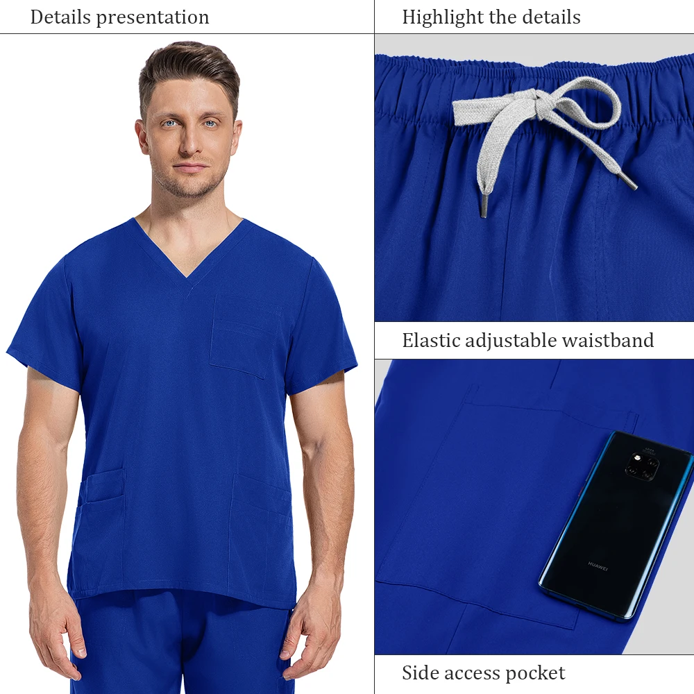 زي الممرضات الطبية التمريض الدعك القمم للنساء قصيرة الأكمام XXL الجمال العمل بلوزة جيوب الزي الجراحي قميص سريري