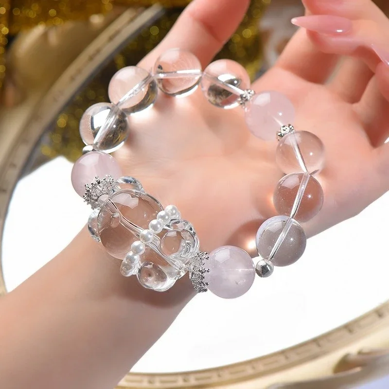 

Natural Pink Crystal, White Crystal Bracelet, Light Luxury Fashion Women's Bracelet