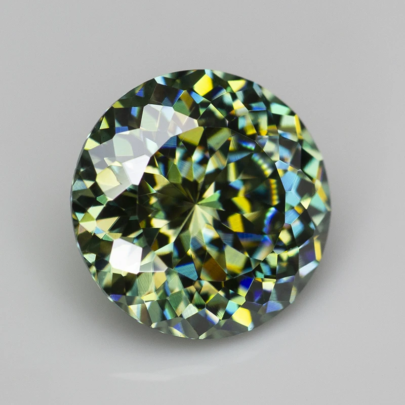 Lichtgroene ronde 100% gefacetteerde geslepen Moissanite losse steen diamant Russische vogelnest geslepen Moissanite edelsteen met GRA-certificaat
