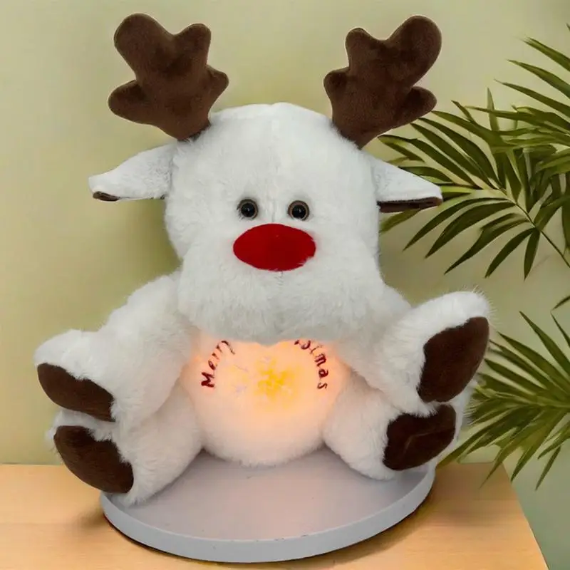 Christmas Moose Breathing Plush Toy Soothing Sleeping Companion Electric Stuffed Animal Huggable Christmas Reindeer Doll Gifts