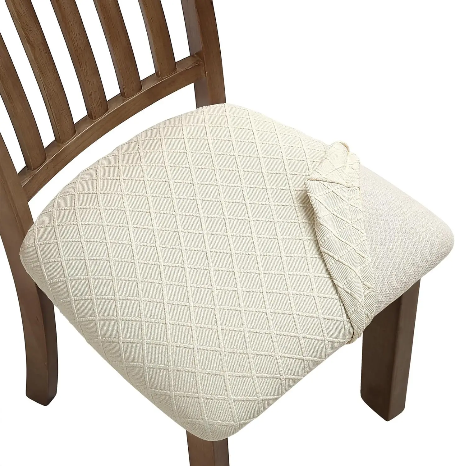 

Stretch Jacquard Chair Seat Covers Set Of 4, Removable Washable Dining Chair Covers Anti-Dust Dining Room Chair Covers Seat