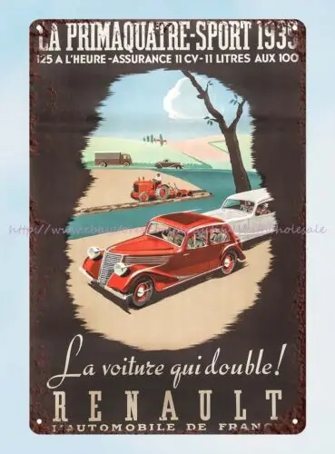 garage Decorative 1939 Renault car automobile auto shop garage tin sign