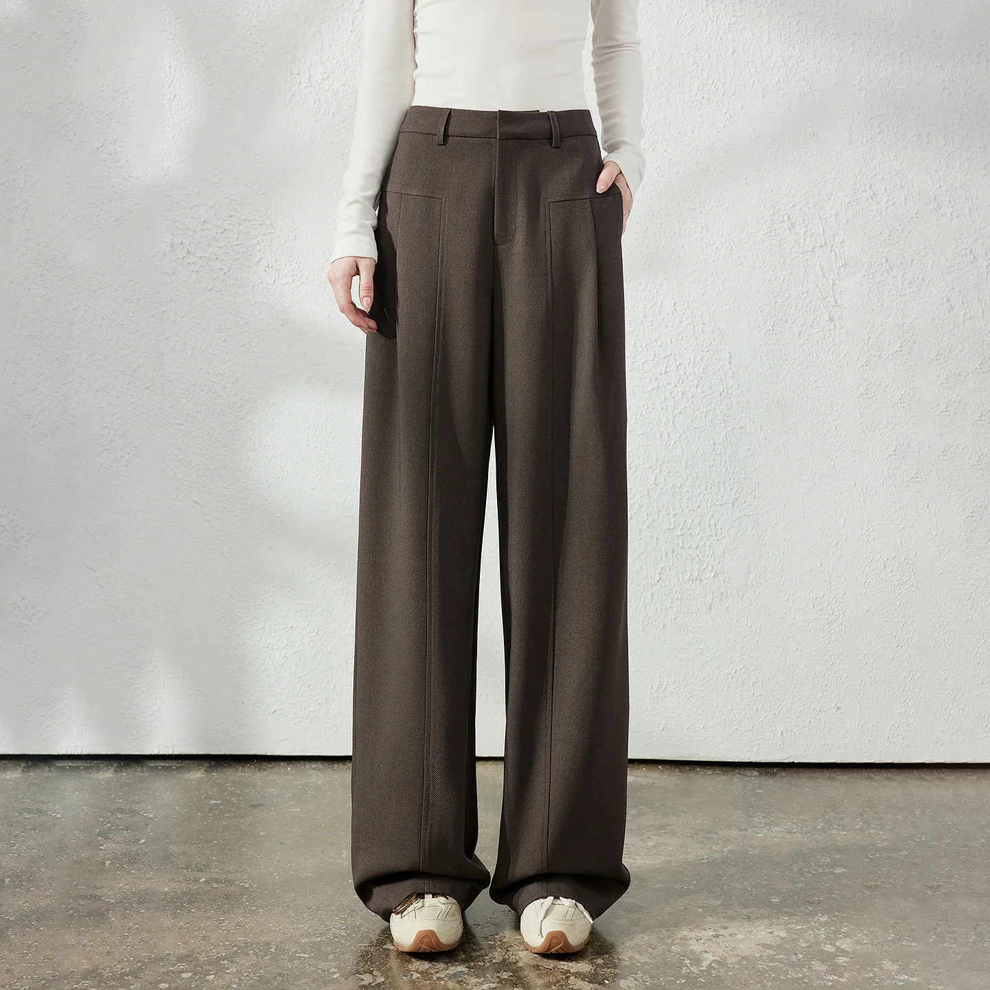 TOYOUTH Women's Wide Leg Suit Pants 2026 Fall New Drapey Seam Detail Tailored Office