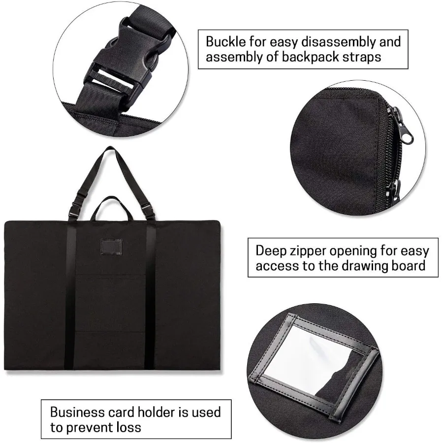 Large Size Art Portfolio Bag 24 x 36 inches Lightweight Nylon Shoulder Bag with Handle and Zipper for Efficient Poster Sketchin