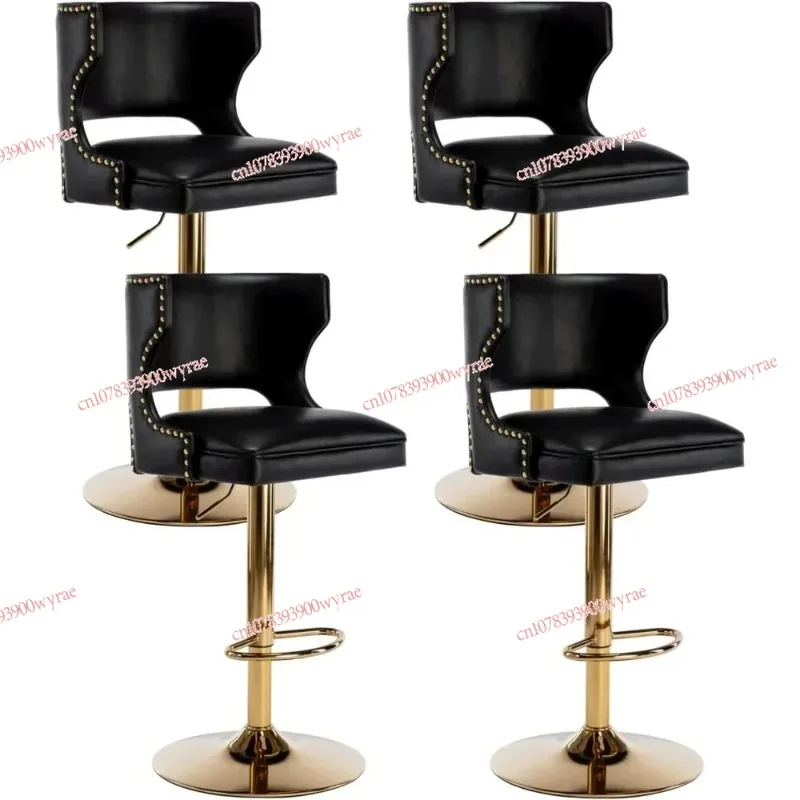 Swivel Bar Stools Set of 4, Adjustable Height Counter Stools Modern Velvet Barstool with Open Back/Footrest, Bar Stools