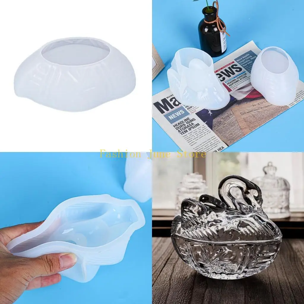 N5KA Storage Box Crystal Epoxy Resin Mold Makeup Jewelry Container Fruit Snacks Holder for Case DIY Crafts Silicone Moul