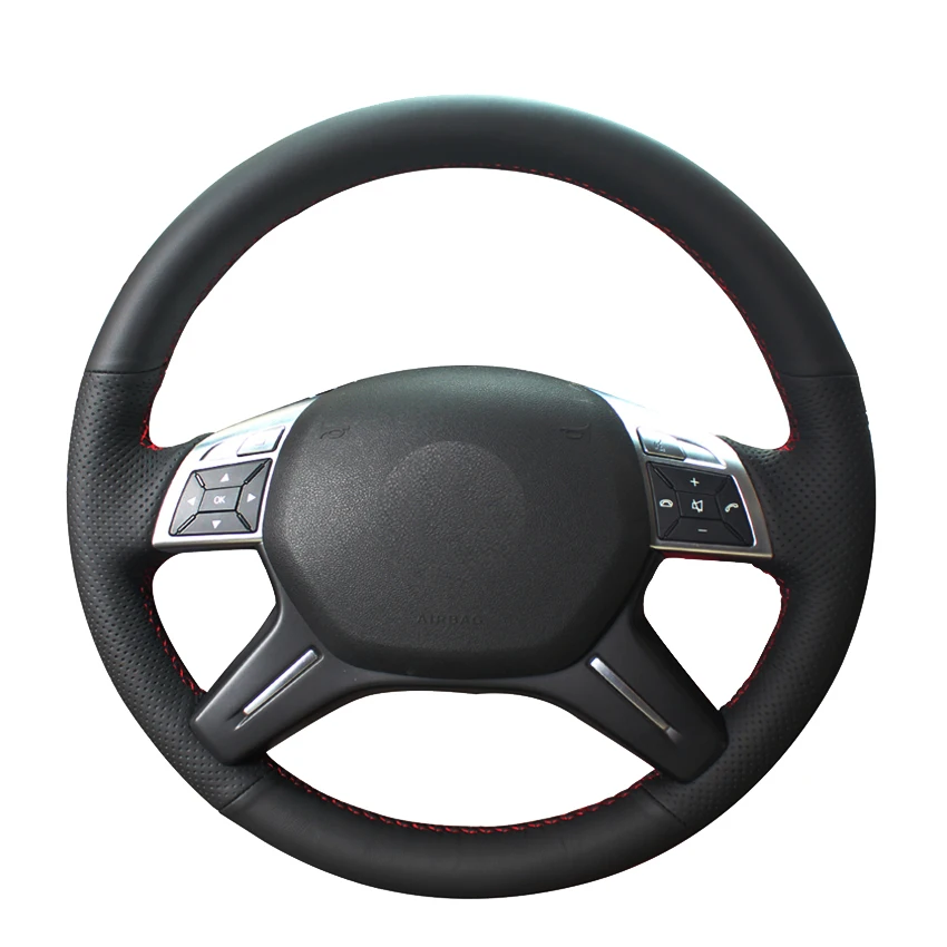 Black Artificial Leather Hand-Stitched Car Steering Wheel Cover For  Mercedes Benz E400 GL350 500 550 ML320 350 400 500 550 2012