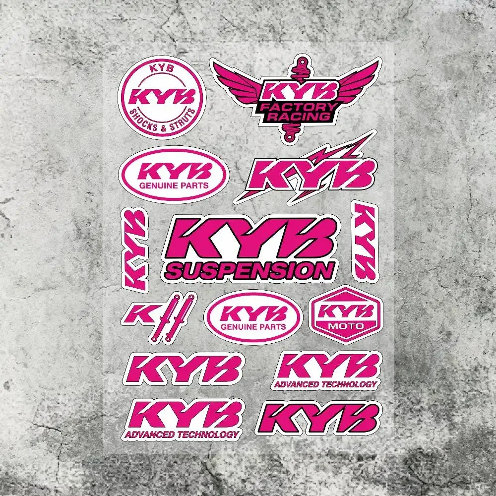 1Set Pink KYB Racing Sticker Waterproof UV Resistant Vinyl Decals for Motorcycle Car Body Window Laptop Vehicle Tuning Styling