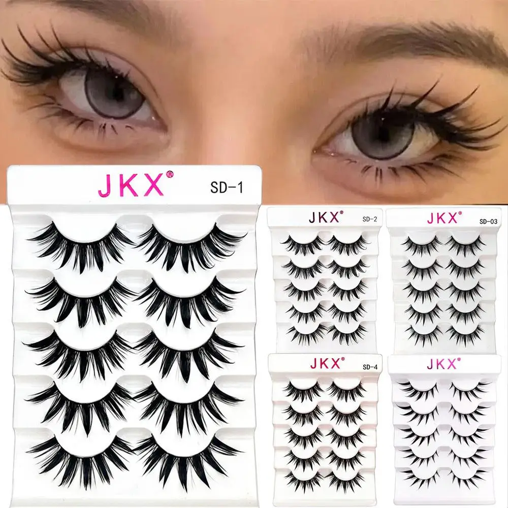 Natural Manga Lashes Soft False Eyelashes Look Like Mink False eyelashes Wispy Manga Eyelashes Extension Makeup 3D Thai Style