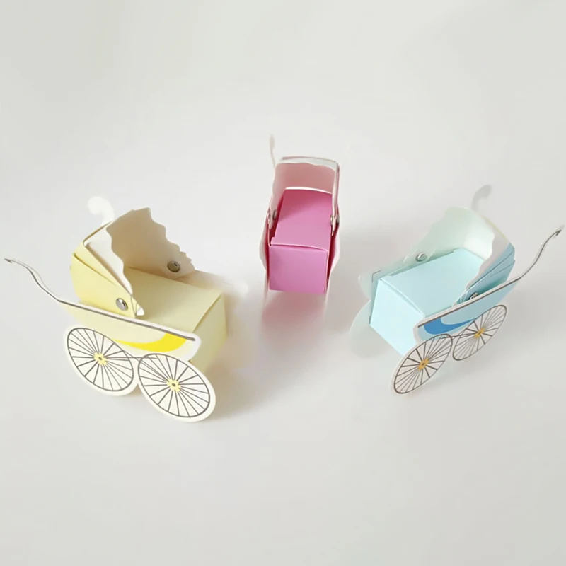 3 Styles Stroller Shape Candy Box Art Paper Sugar Coffee Tea Leaf Wrap Container Wedding Baby Shower Birthday Packing Storage