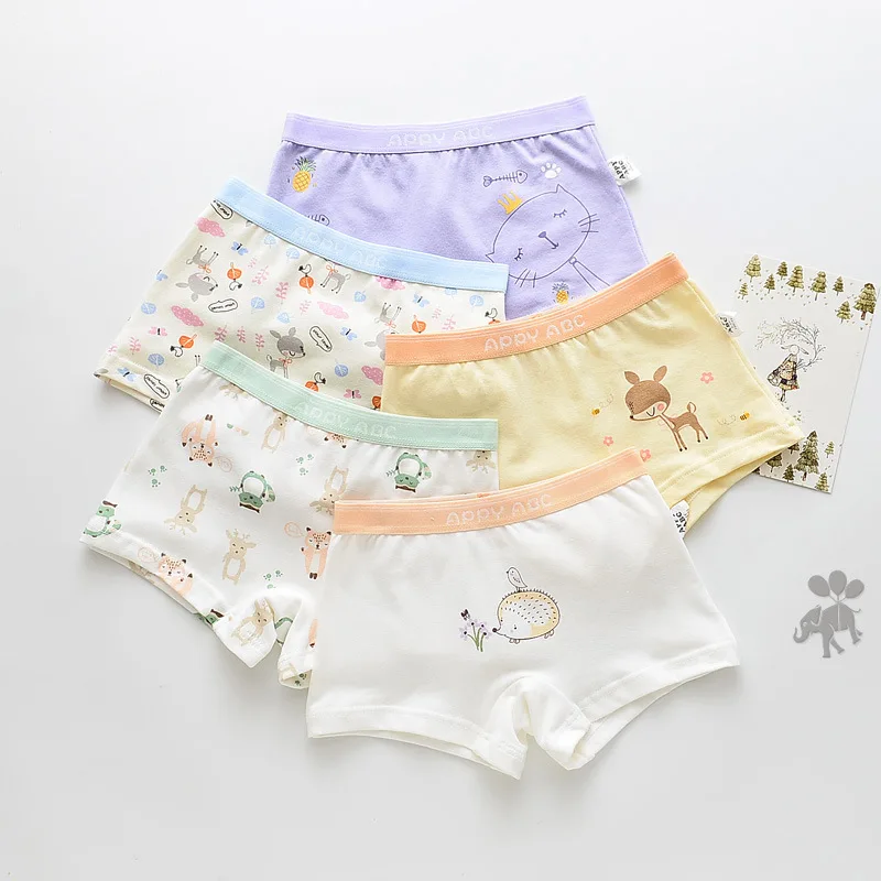 

Cartoon Animal Underpants for Big Kids Cotton 5pcs/pack Girls Panties Cute Cat Boxers Comfortable Princess Shorts Underwear New