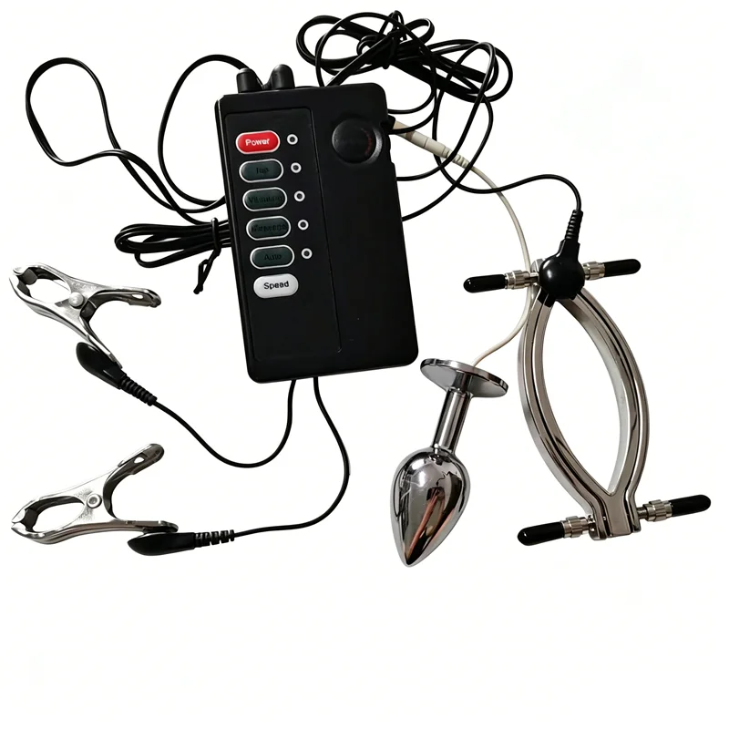 Female Labium Clamps Metal Nipples Clips Clitoris Breast Stimulation Massage Electric Shock Anal Butt Plug Sex Toys for Women view 3