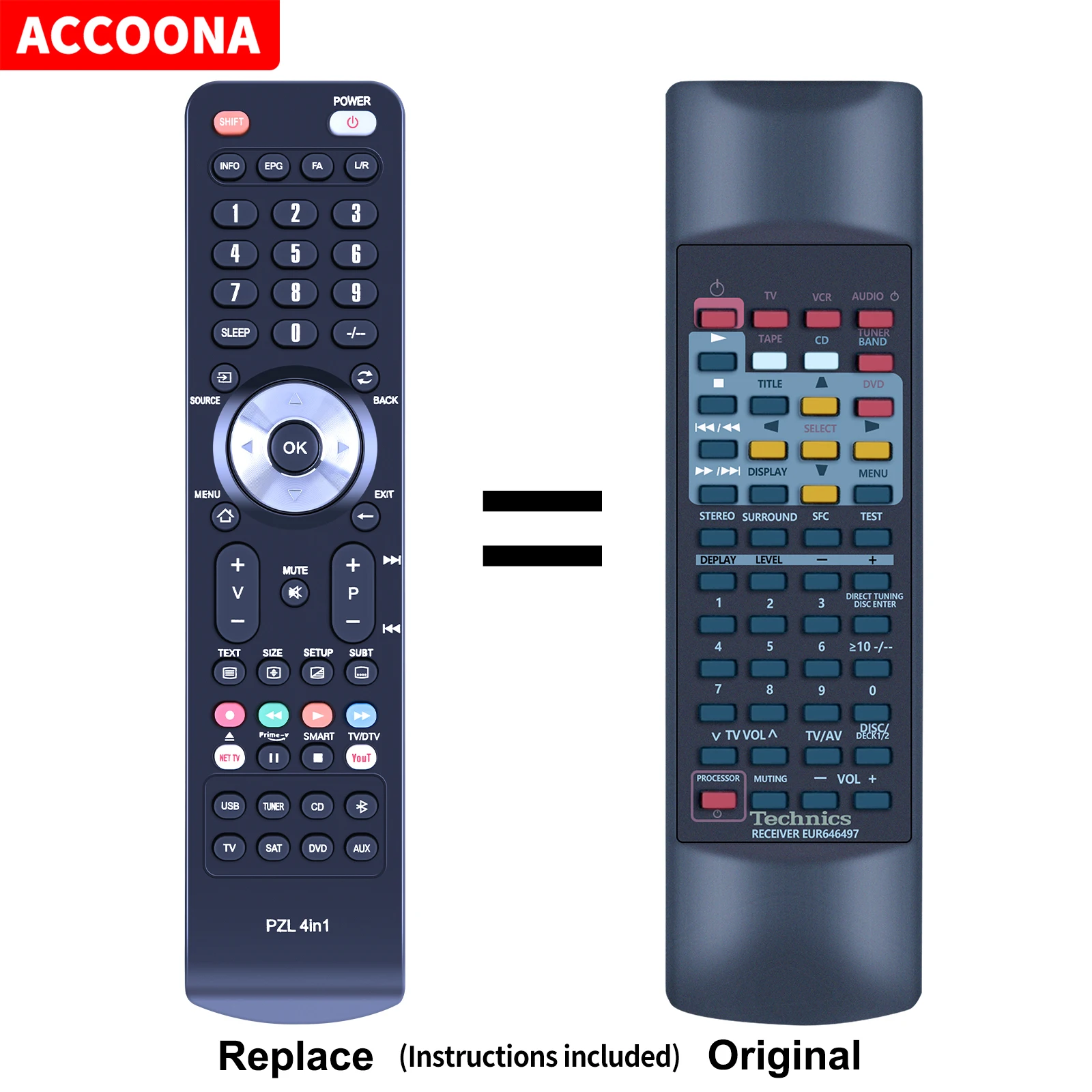 

Remote control EUR646497 for TECHNICS SA-AX530 SA-AX730 SA-DX930