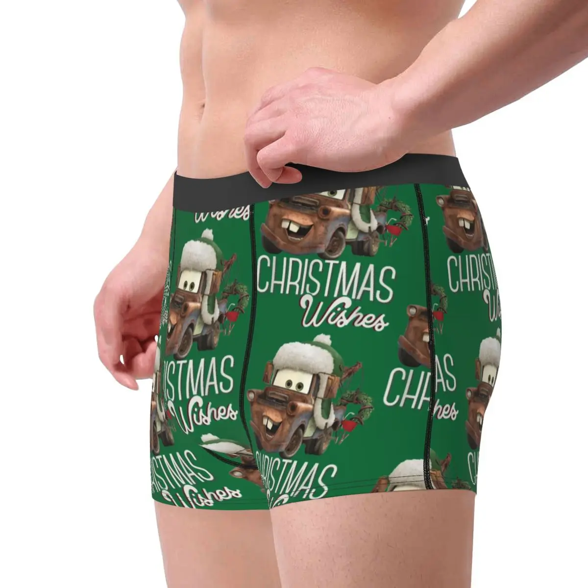 Mater masculino desejos de natal relâmpago mcqueen boxer shorts calcinha respirável roupa interior homme impresso S-XXL cuecas longas