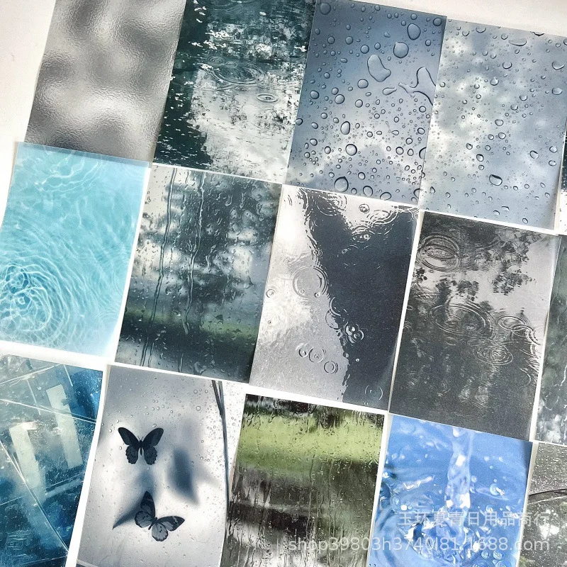 16Pcs Natural Aesthetic Fresh Rainy Season Tracing Paper Girls' Scrapbooking Supplies Journal Color Inner Page Decorative Paper