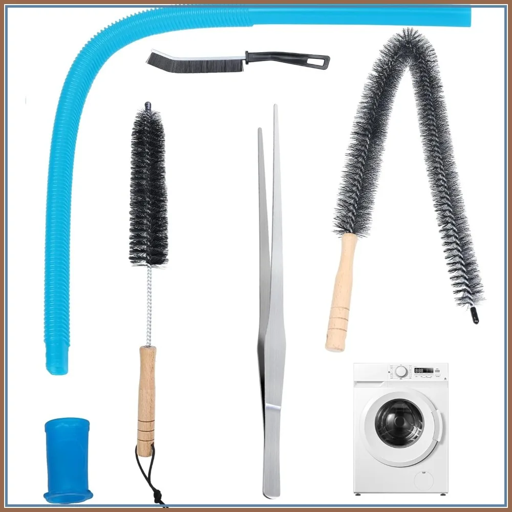 5 Pcs Dryer Vent Cleaner Kit for Most Vacuums, Lint Brush, Universal Connector, Tweezers, Quick Lint Remover