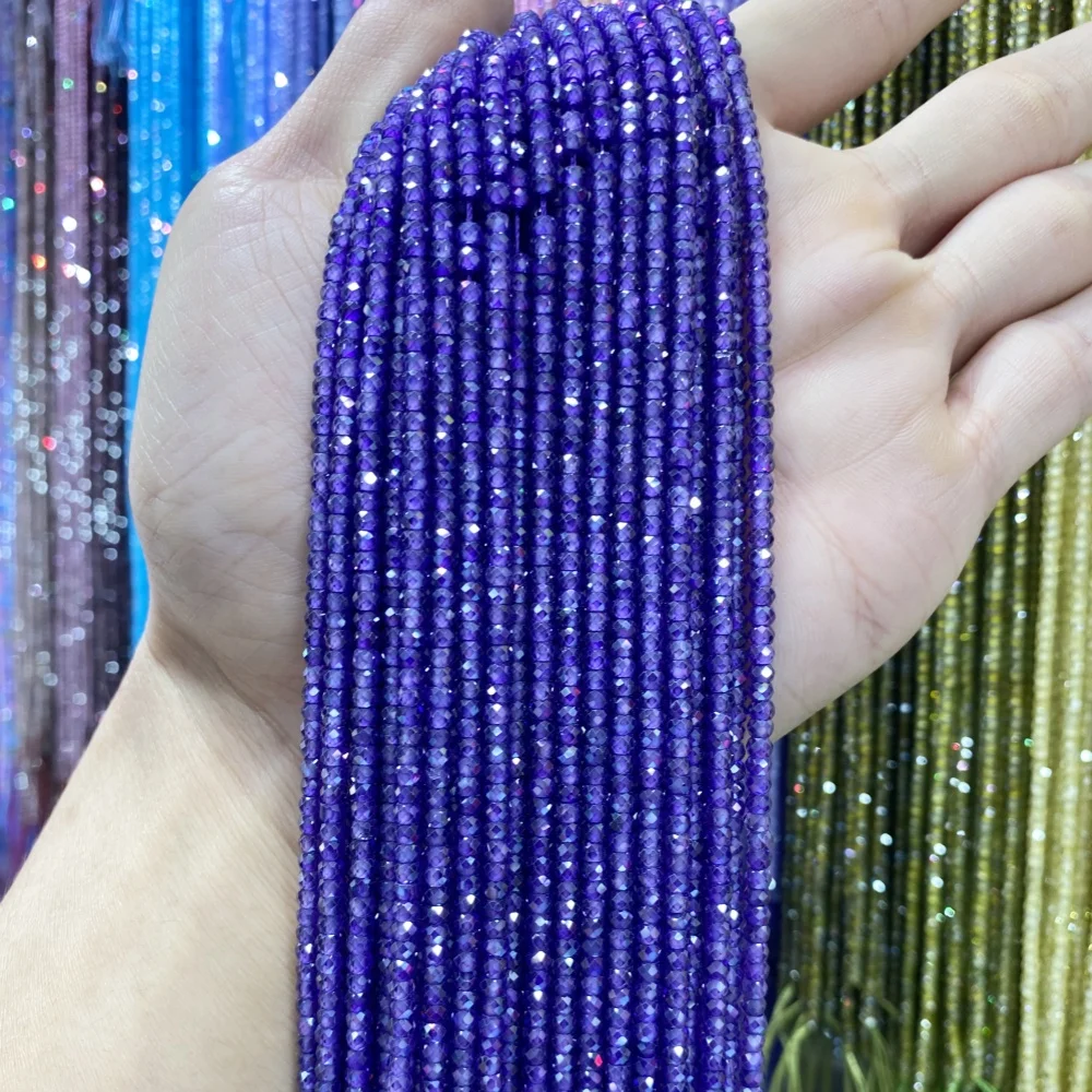 Natural 2x3MM Faceted Zircon Stone Beads Natural Stone Loose Beads for Jewelry Making Diy Bracelet Accessories