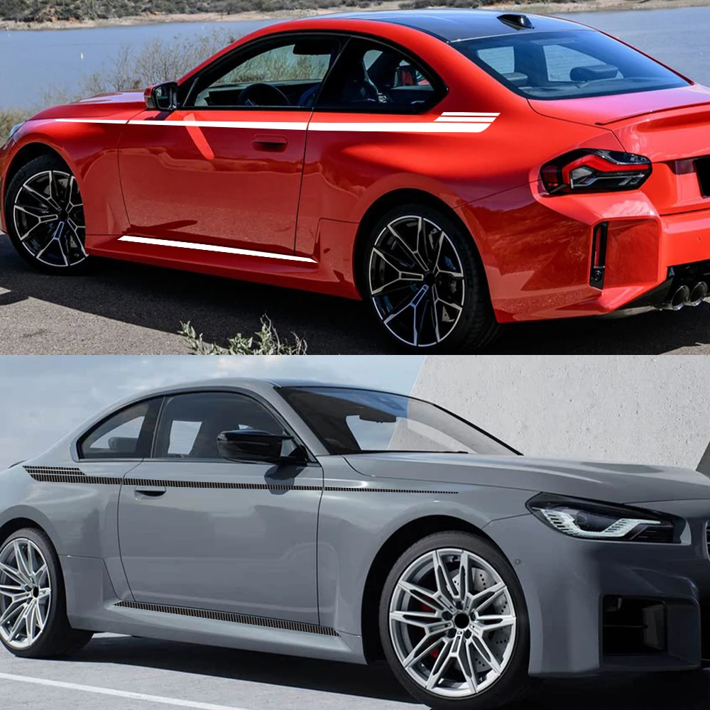 Car Side Door Stickers Sport Waist Line Stripes Graphics Vinyl Film Decals Waterproof Auto Decoration Accessories For BMW M2 G87