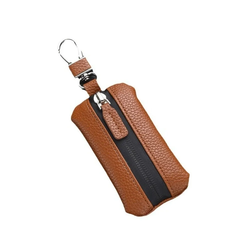 Stylish Luxury Car Key Bag Zipper Closure Multifunctional Mini Storage Bag Coin Storage Protection Cover Leather Key Case Home