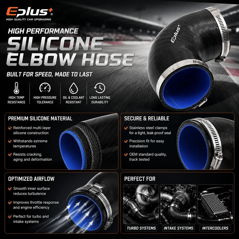 Universal 90 degrees Black Silicone Hose Coupler Adapter Car Intake Turbo Intercooler Pipe Silica Gel Connector with Clamps - view 5