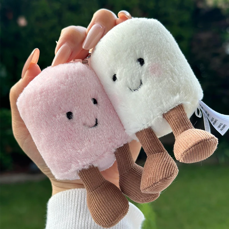 Jelly Cat Fun Marshmallow Keychain Cotton Candy Two Tone Soft Two Tone  Cute Keychain Bag Pendant Accessories Doll Toys Kid Gift