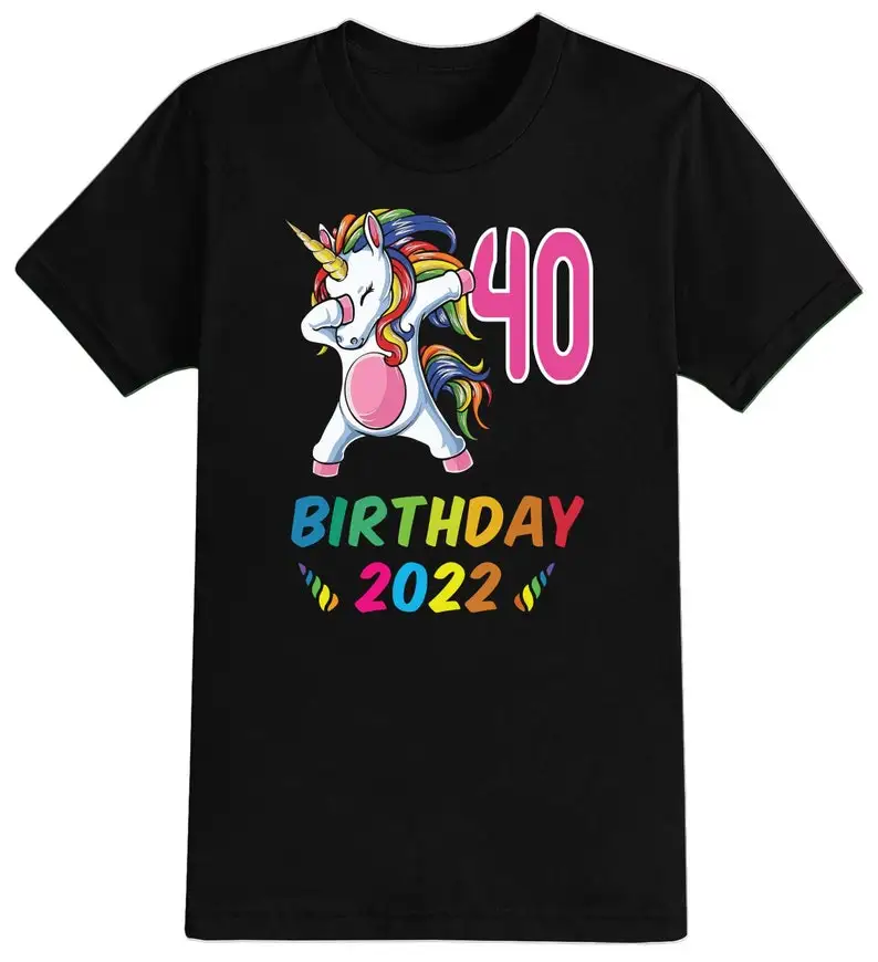 Unicorn 40th Birthday Gift Party Forty Gifts Year 2023 Unisex T-Shirt Funny Tee Present 40 Years Old