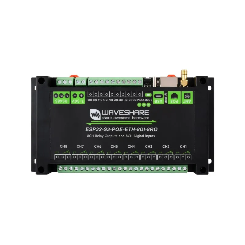 Industrial 8-Channel ESP32-S3 WiFi Relay Module Xtensa 32-bit LX7 Dual-core Processor Onboard Isolated 2 Amps Signal Relays