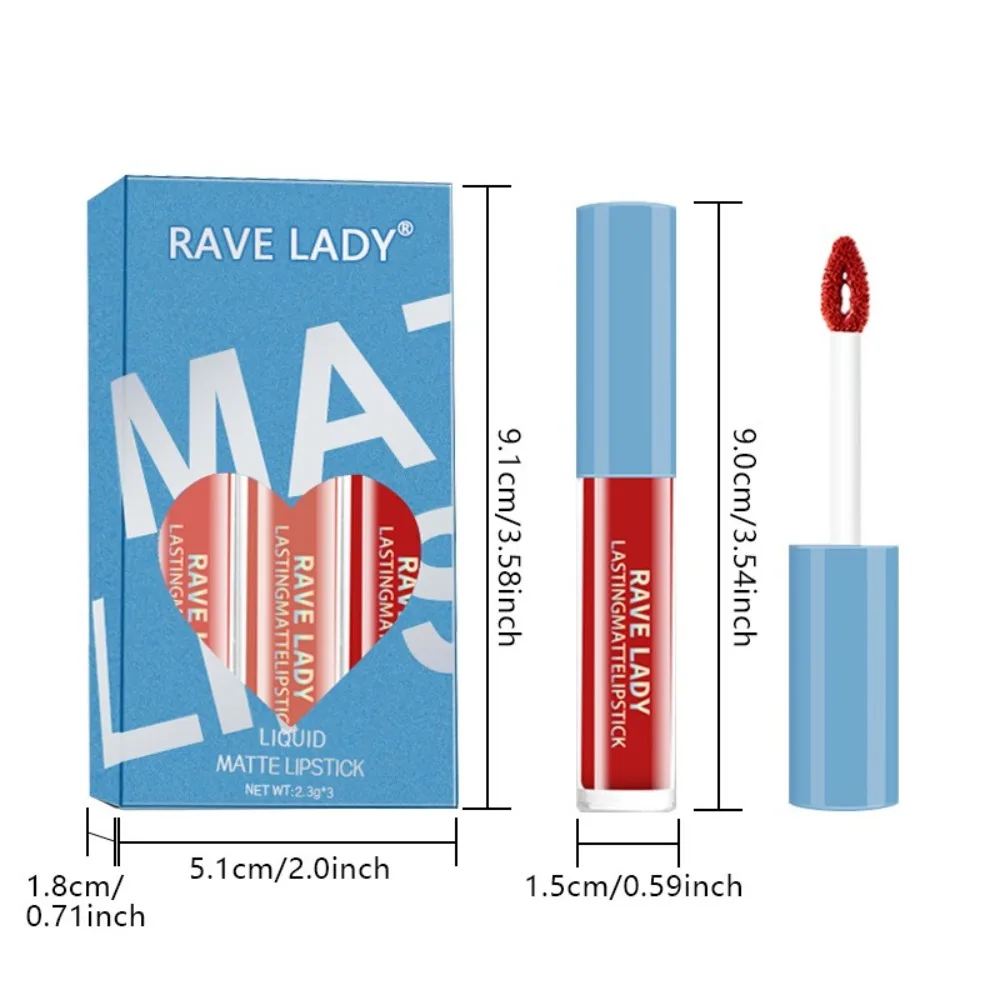 3 pezzi nuovo set di rossetti liquidi opachi impermeabili idratare rossetto rosso opaco antiaderente set di tinta labbra opaca a lunga durata trucco labbra
