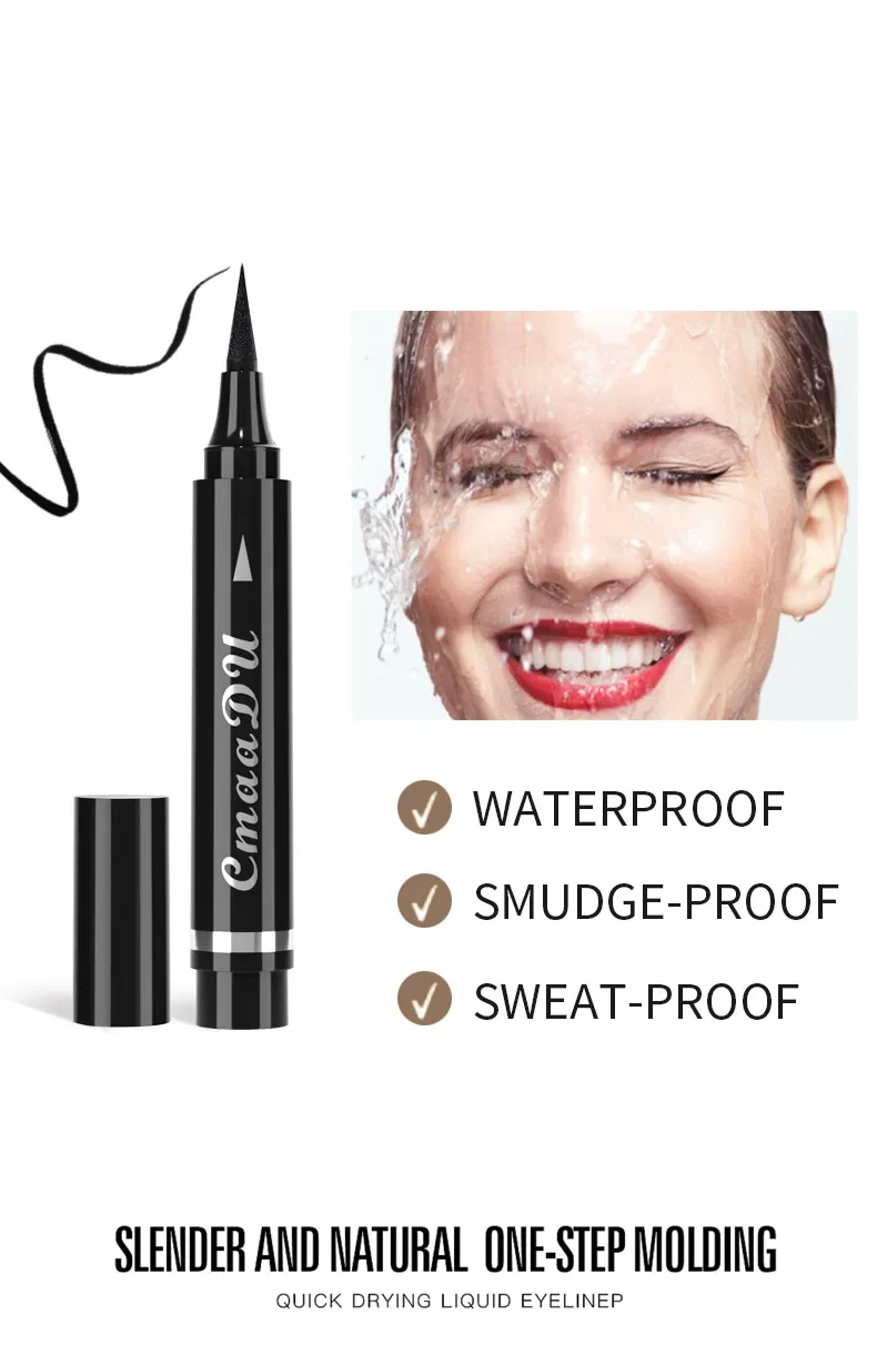 CmaaDU-Stylo Eyeliner Liquide Noir 256 Imperméable, Facile à Wea, Tête en Éponge à vaccage Rapide, Crayon de Maquillage pour Femme, Cosmétiques