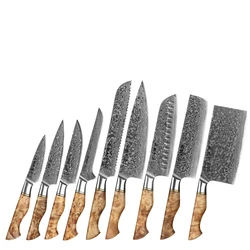 HEZHEN Kitchen Knife Set 1pc 2pc 3pc 5pc 6pc 9pc Cook Knife 67 Layer Damascus Steel 10Cr15CoMoV Core Professional Kitchen Tool