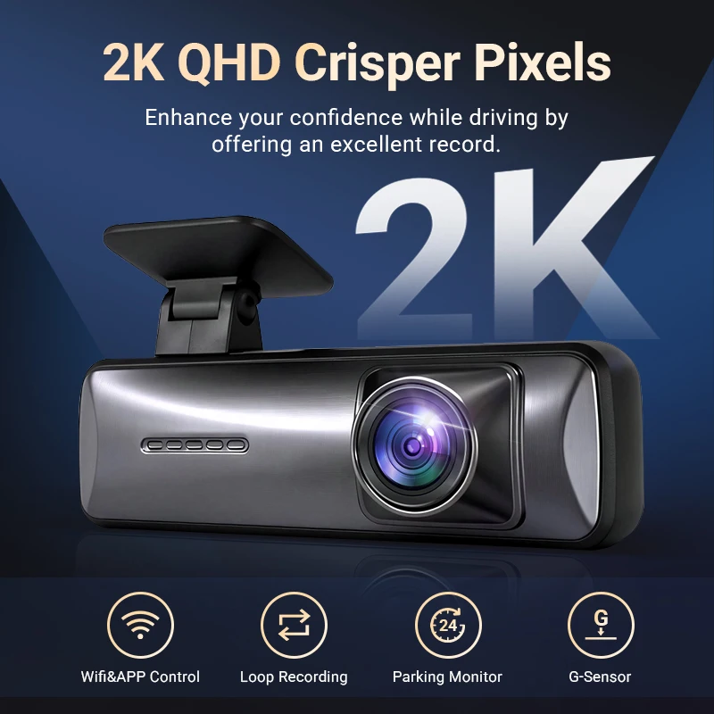 2K Dash Cam for cars, G-Sensor, 5G WIFI, Dual camera Front and Rear, Night Vision, Wide Angle, Car DVR , Camera, Loop Recording