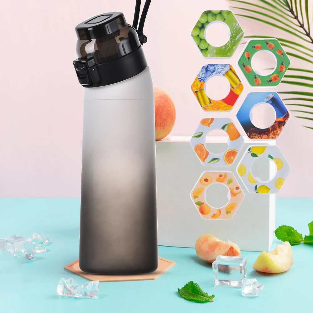 650ML Fruit Flavor Water Cup Leak-Proof with 7 Flavor Pods Scent Flavored Water Bottle Portable for Travel Climbing Hiking