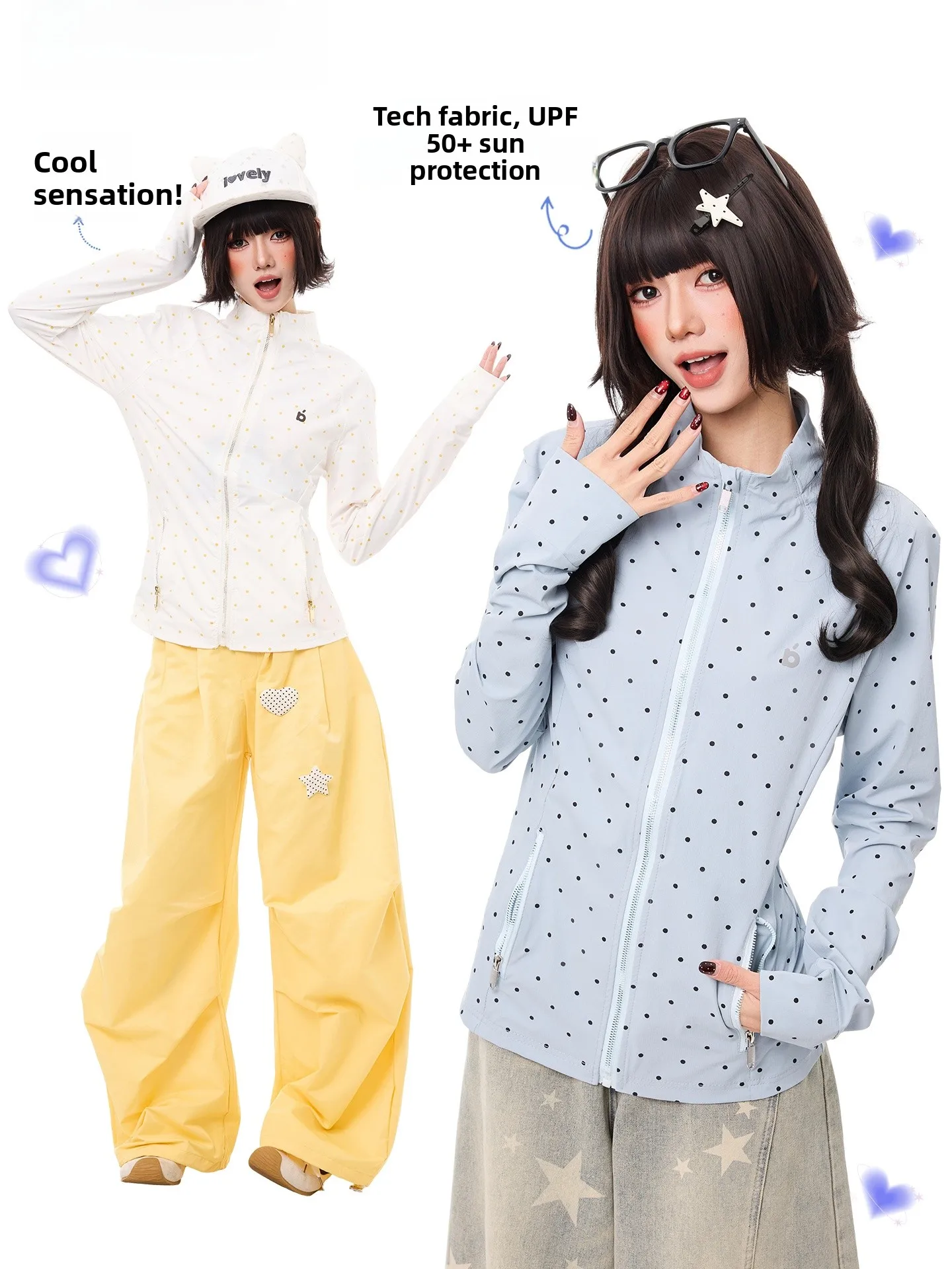 

K787 Ultra Stylish Sportswear Yoga Women's Light Cool Sun Protection Shirt Three Colors Polka Dot Long Sleeve UPF50 Summer