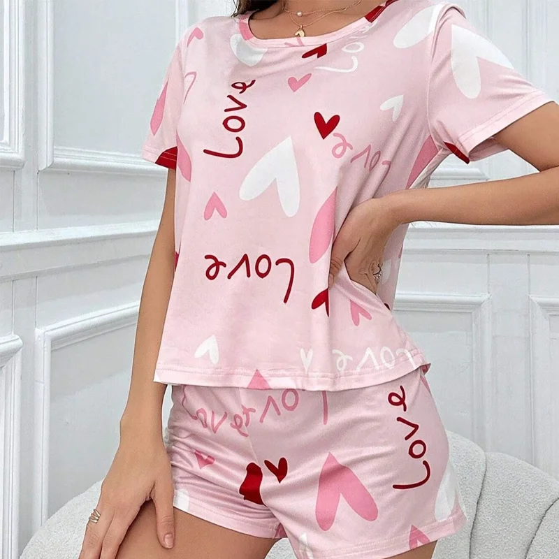 

Hooded Home Short Sleeved Short Pajama Set Comfortable Sleepwear for Leisurely Days in the House