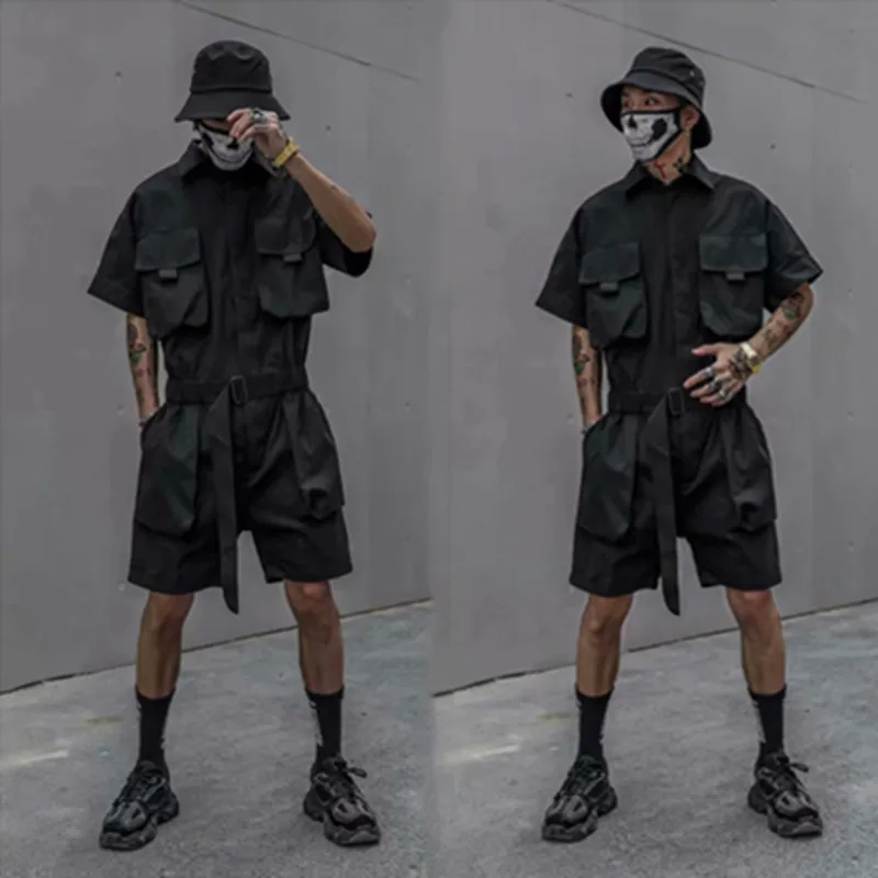 

Летний винтажный костюм ex Rer, свободная рабочая одежда ort Sve, комбинезон, модные брендовые молодежные повседневные orts с принтом