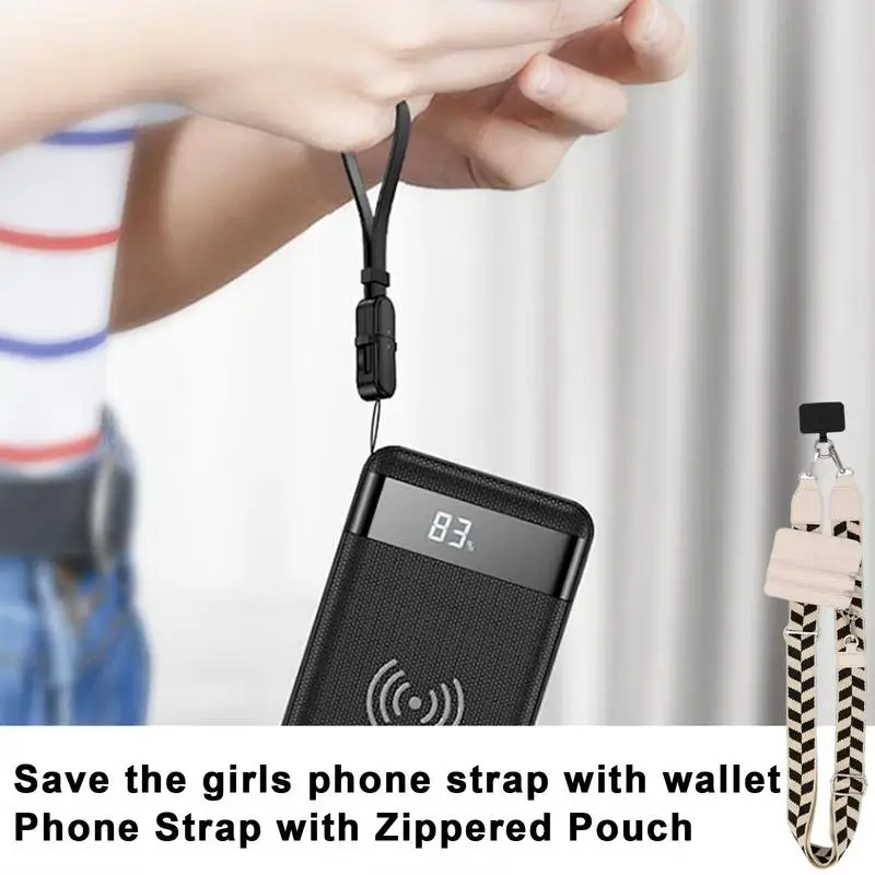 Phone Strap Sling Anti-Theft Zipper Pouch Sling Phone String Phone String Sling Stylish Cell Phone Neck Holder Phone Chain Purse