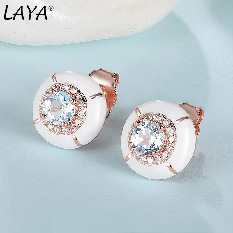 Laya Silver Earrings For Women Pure 925 Sterling Silver Retro Style High Quality Zircon Red Enamel Fine Jewelry Handmade Enamel