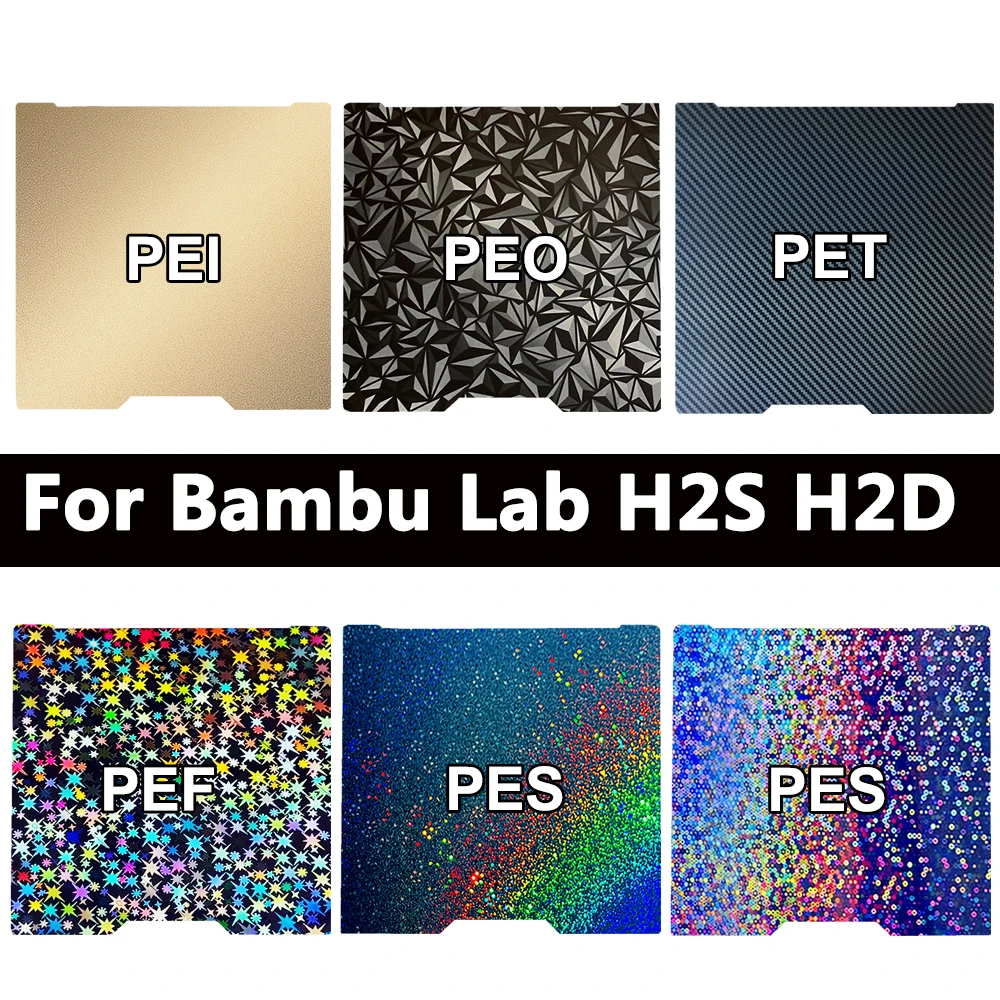 

For Bambu Lab H2S H2D Build Plate PEI Sheet Smooth PEO PET PEY Spring Steel Sheet Double-sided for Bambulab H2D H2S Hotbed Parts