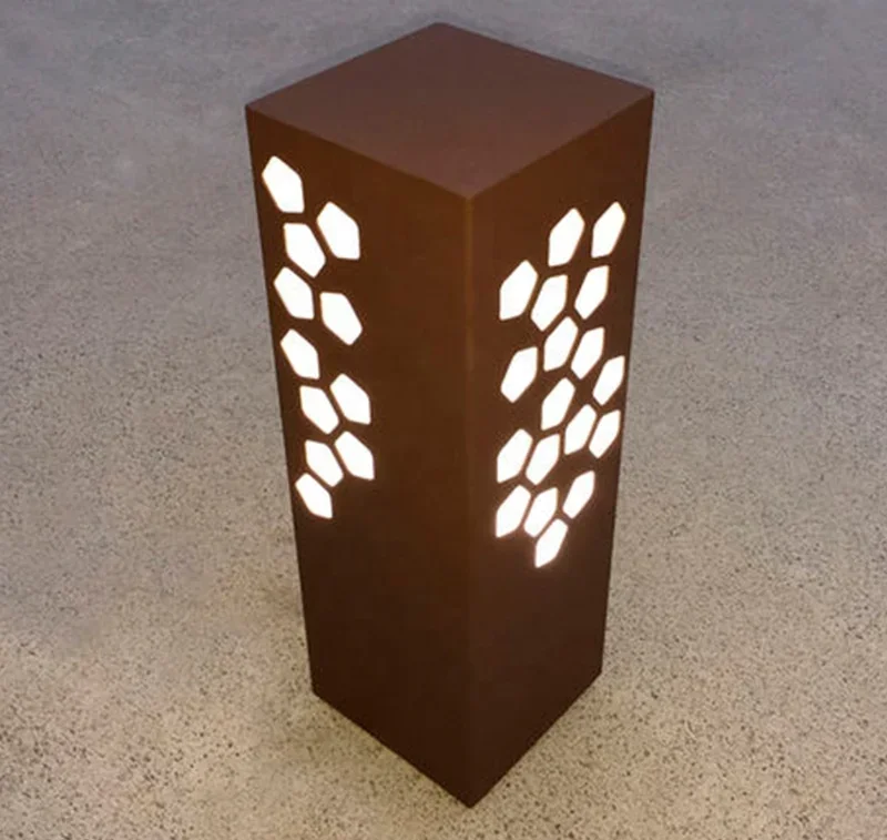 

Custom Garden Modern Art Light Box Garden Decoration Metal Lighting Decorative Advertising Corten Steel Light Box