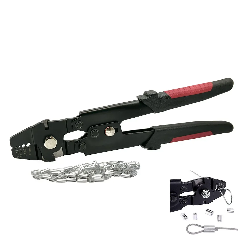 เชือกลวด CRIMPING ตกปลา Swaging TOOL,สาย CRIMPS สูงสุด 2.2 มม.,ท่ออลูมิเนียม Double Barrel Ferrule LOOP Sleeve 150 PCS