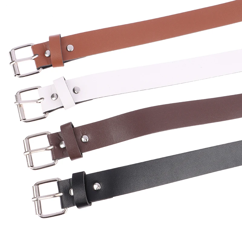 1Pc 100CM Leather Belt Fashion Waist Belts Metal Buckle Waistband Pants Decorative Clothing Accesories Khaki Black White Brown