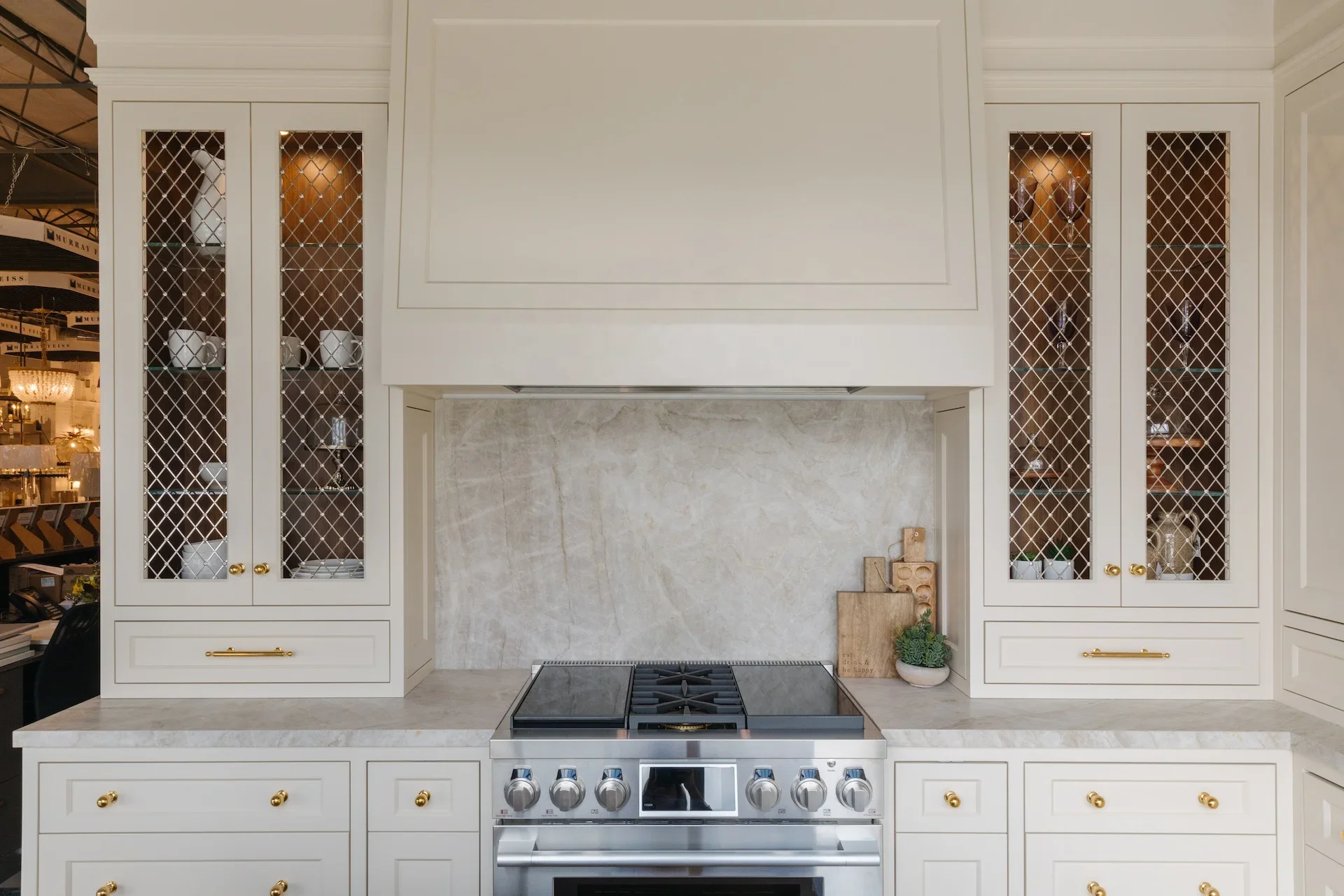 

'Artisan Luxury Cream Colored Custom Kitchen Cabinetry With Inset Doors And Brass Cabinet Hardware