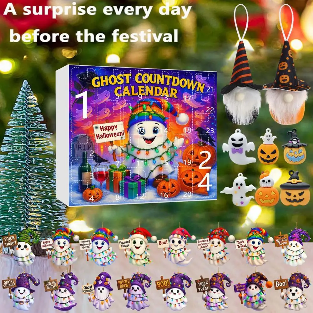 

Festive Home Decor Items Festive Ornaments Spooky Halloween Advent Calendar with Ghost Gnome Pumpkin Ornaments for Indoor