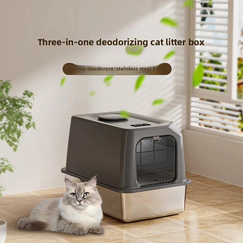 Automatic Self Cleaning Cat Litter Box Large Covered Deodorizing Cat Toilet Quiet Auto Scoop Easy Clean Cat Sandbox Cat Box