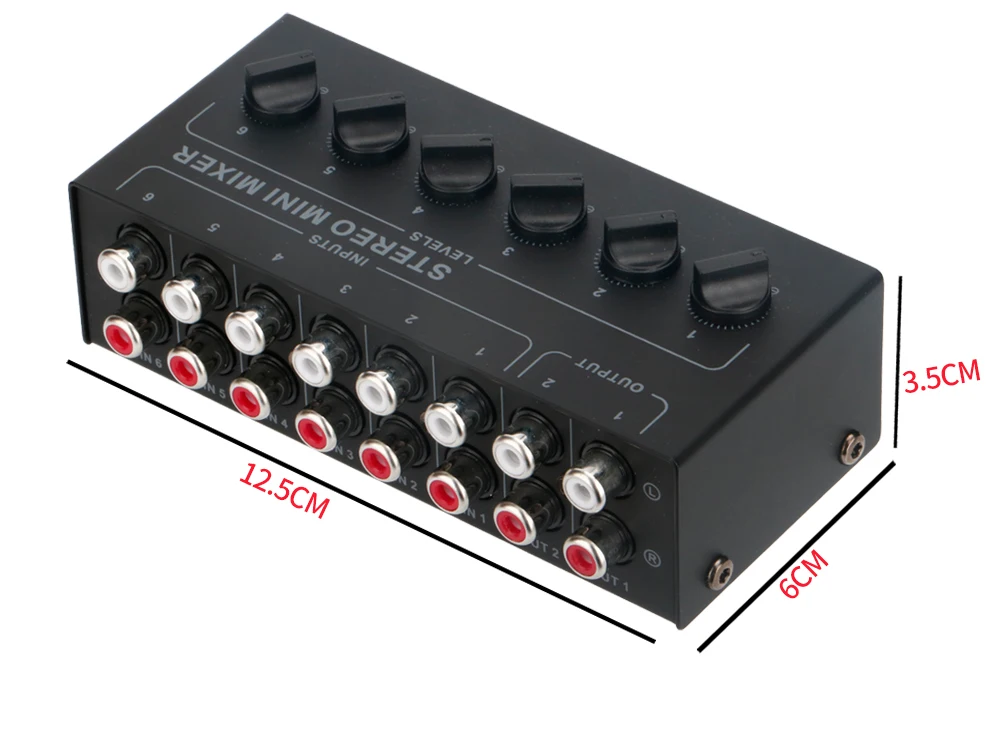 CX600 Audio Mixer Mini Stereo Passive Mixer Ultra-compact Low-noise RCA DJ Equipment for Live and Studio image 2