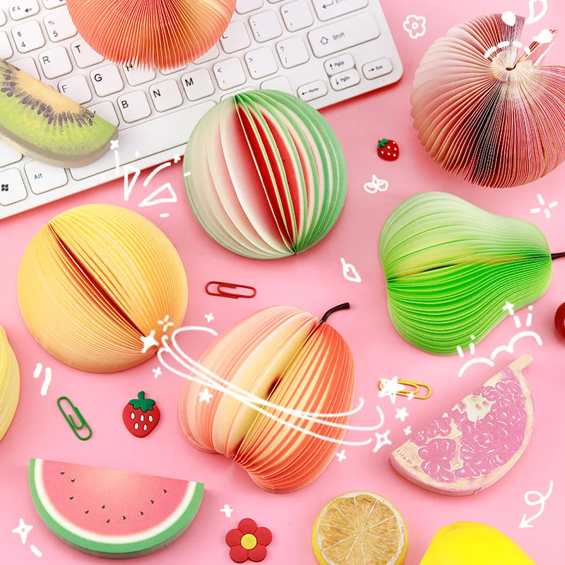 Kawai Stationery Korean Cultural and Creative Style Fruit Three Dimensional Note Pad Teacher Student Office Memo Paper Lovely